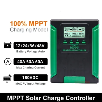 12V 24V 36V 48V 40A 60A MPPT Солнечный Контроллер Заряда 180VDC PV Солнечный Регулятор Для Литий СвинцовоКислотной Затопленной Герметичной Гелевой Батареи