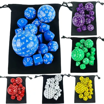 15шт Набор Многогранных Кубиков с Сумкой D3-D100 6 Цветов для DND Игры RPG Аксессуары Для Настольных Игр Хобби Праздничный Подарок 0