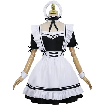 2022 Черные Милые Костюмы горничной Лолиты Девушки Женщины Прекрасная Униформа для косплея Горничной Анимационное Шоу Японский Наряд Платье Одежда 0