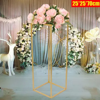 25 * 25 * 70 см Съемная Золотая Металлическая Подставка для цветов, Подставка для Свадебной Рамки Прямоугольной формы