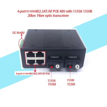 2sc 4 порта POE 10/100 М 48 В Ethernet Волоконно-оптический Медиаконвертер 4 порта PoE * 2sc 155 М волоконный Порт Волоконно-оптический приемопередатчик 0