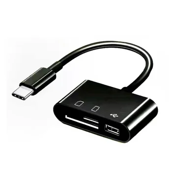 3 In1 Type-C Micro-USB SD TF Телефон OTG Card Reader Адаптер SD Card Reader для Samsung Galaxy для Планшета, Черный