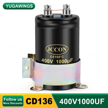 400V1000UF 50x80 MFD Алюминиевый винтовой электролитический конденсатор для фильтрации звука 105 ℃ JCCON CD136 Болтовые конденсаторы 1000 МКФ 0