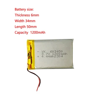 603450-1200 мАч 3,7 В полимерно-литиевая батарея для видеорегистратора Настольная Лампа Динамик Молокоотсос Косметический Инструмент 0