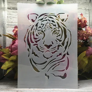 A4 29 см, милая голова молодого тигра, Многослойные трафареты для поделок, Настенная живопись, раскраска для вырезок, тиснение, альбом, Декоративный шаблон