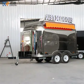 Airstream BBQ Food Truck Trailer Полностью оборудованный продовольственный прицеп Тележка быстрого питания 0