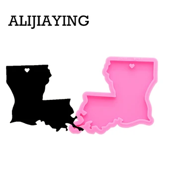 DY0220 Блестящая карта штатов Луизиана плесень DIY брелок силиконовые формы ремесло брелок подвеска ювелирные изделия брелки плесень 0