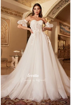 Lorrtta Свадебное платье с пышными рукавами, белые вечерние платья 2024, женские выпускные, женские роскошные, праздничные, женские Элегантные платья с длинным рукавом для невесты