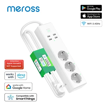 Meross Smart Power Strip Сетевой фильтр Wi-Fi EU Plug Power Socket Поддержка Alexa Google Assistant SmartThings