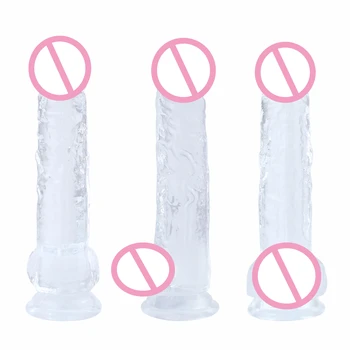QSM желейный фаллоимитатор для женской мастурбации с имитацией присоски, супер большой, супер толстый, кристально Чистый, цветные товары для взрослых 0