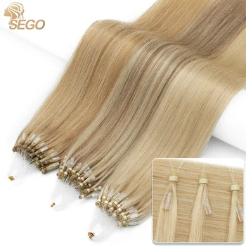 SEGO 1 г /прядь, наращивание человеческих волос с микро-петлей, наращивание волос с микро-бусинками, наращивание волос с микрозвенками, прямые для женщин 50 г