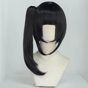UWOWO Tsuyurii Kanawoo Косплей Парик длиной 48 см-Черный парик с длинными волосами на Хэллоуин