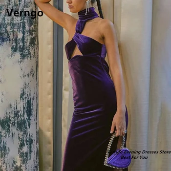 Verngo Фиолетовое сексуальное платье на бретелях без рукавов с разрезом по бокам для особого мероприятия, длинное платье для выпускного вечера с открытой спиной, вечернее платье в складку