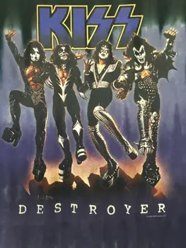Vtg 2005 Kiss Rock Band Destroyer Хлопковая футболка с жидким синим красителем для галстуков sz XL