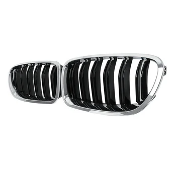 Автомобильная Хромированная + Глянцевая Черная Двойная Решетка Радиатора Передних почек Гриль Для BMW F10/F11 M5 535I 550I 528I 4-Дверный 2010-2017 0