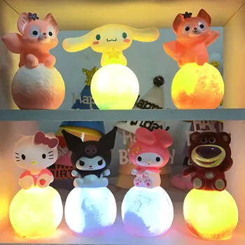 Аниме Sanrio Hello Kitty Kuromi Cinnamoroll Ночник Светящаяся Детская Игрушка Прикроватная Лампа Kawaii Милый Детский Подарок На День Рождения 0