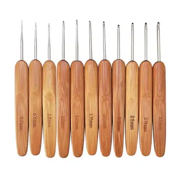 Бамбуковые деревянные крючки для вязания крючком ручной работы, длинные спицы небольшого размера, спицы для вязания крючком, аксессуары для шитья своими руками