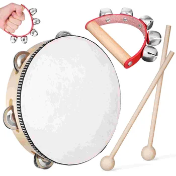 Барабанный бубен с молотками Полумесяц Музыкальные инструменты с тамбурином Музыкальные игрушки для детей и взрослых