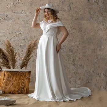 Белое свадебное платье большого размера для невесты 2024 года со шлейфом в богемном стиле С кружевными бусинами Винтажное свадебное платье на заказ Свадебное платье