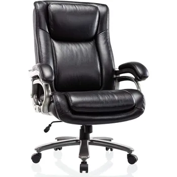 большой и высокий офисный стул весом 400 фунтов - Кресло для руководителей из натуральной кожи с высокой спинкой, кресла для руководителей и руководителей высшего звена 0