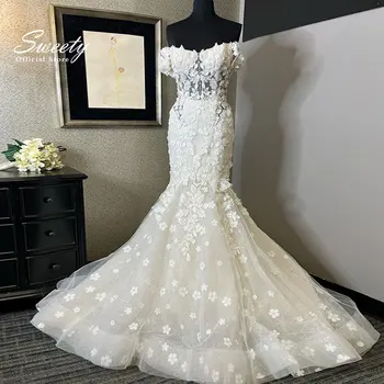 Винтажное свадебное платье, расшитое кружевом на сетке, со съемным рукавом 