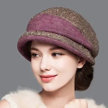 Высококачественные Женские Фетровые шляпы, Новая зимняя шапка, Элегантная модная Шерстяная шапка, женские кепки, Ветрозащитная теплая шапка