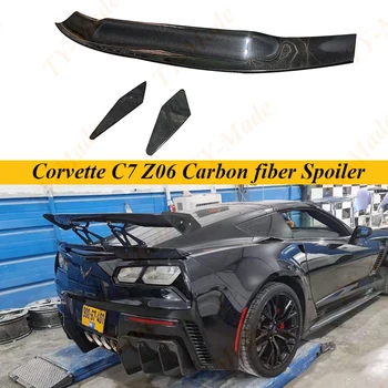 Высококачественный Черный Спойлер Заднего Крыла Багажника Из Углеродного Волокна Для Chevrolet Corvette C7 Z06 Spoiler 2014 2015 2016 2017 Car GT Style