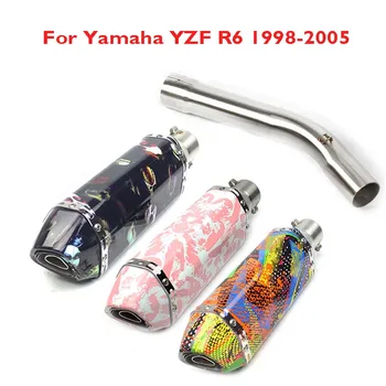 Выхлопная Система Мотоцикла R6 Наконечник Глушителя Соединительная Соединительная Трубка Выхлопная Система Весь Комплект Труб для Yamaha YZF R6 1998-2005 0