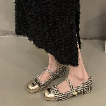 Вязаные женские туфли Marie Janes на среднем каблуке Новинка весны 2024 года дизайнерского плетения в стиле Лолиты Модные туфли-лодочки Повседневные женские Zapatos