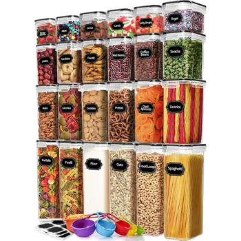 Герметичные контейнеры для хранения пищевых продуктов Skroam 24 в упаковке с Крышками для организации и хранения Кухонной кладовой, Без BPA, Пластик