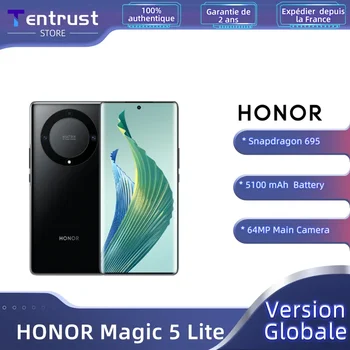 Глобальная версия HONOR Magic 5 Lite 5G Смартфон HONOR X9a 6,67-дюймовый AMOLED-дисплей с частотой 120 Гц, 64-Мегапиксельная Камера, 5100 мАч, Мобильные Телефоны