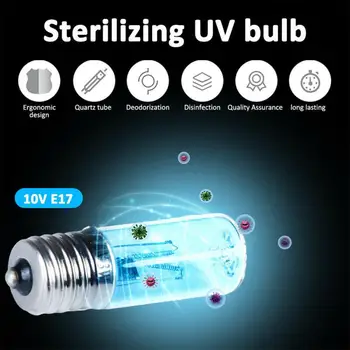 Горячая продажа E17 UVC Трубка с ультрафиолетовым Излучением Лампа для Дезинфекции 3 Вт Лампа для Озоновой Стерилизации Лампы от Клещей Бактерицидная Лампа