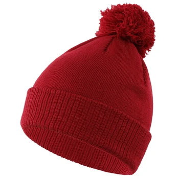 детская загнутая вязаная шапка 2-5 лет с меховым шариком, зимняя теплая шерстяная шапка из черного акрила для девочек
