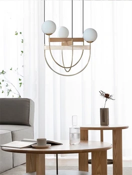 Дизайнерская современная простая люстра из массива дерева со стеклянным балансом, освещение для гостиной/модельного оформления спальни, ресторана, кабинета