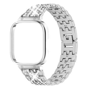 Для Redmi Watch 4 Металлический ремешок с Бриллиантами, Защитный Чехол для redmi watch4, Ремешок для часов redmiwatch 4, Защитная рамка браслета 0