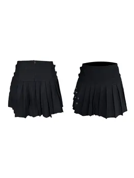 Женская Плиссированная мини-юбка Y2k из денима с низкой талией и рюшами на подоле Короткая юбка Harajuku в стиле готический панк