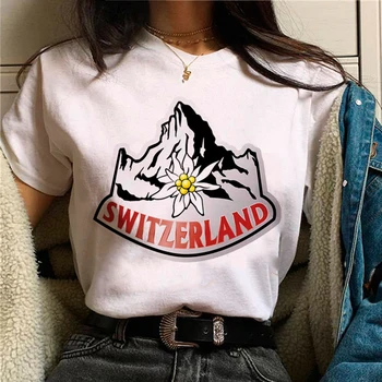 Женская футболка Switzerland, летняя уличная одежда, графическая футболка, дизайнерская одежда для девочек