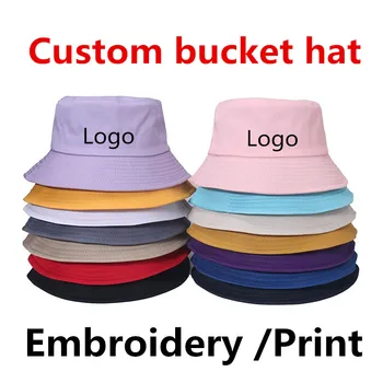 Женские солнцезащитные шляпы, модная хлопчатобумажная панама на заказ, уличные унисекс рыбацкие шляпы gorras для отдыха на открытом воздухе с логотипом 0