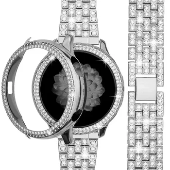 Защитный Чехол Для Samsung Galaxy Watch 6 5 40 мм 44 мм Металлический Браслет Для Galaxy Watch 4 44 мм 40 мм Ремешок С Бриллиантовой Рамкой