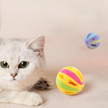 Игрушка для кошек клетчатый мяч с колокольчиком Erle объемная игрушка для домашних животных с пластиковым колокольчиком