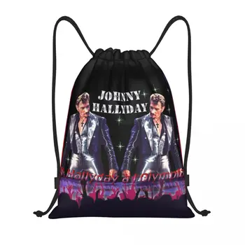 Изготовленная на заказ крутая сумка Johnny Hallyday на шнурке, Мужская Женская легкая сумка для французского рок-певца, Спортивный рюкзак для хранения в тренажерном зале