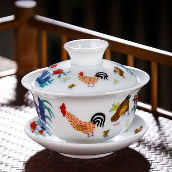 Имитирующий Династию Мин чайный сервиз гай ван из Костяного Фарфора Чайные Сервизы Дэхуа гайвань чайный фарфоровый горшок для путешествий Красивый легкий чайник 0