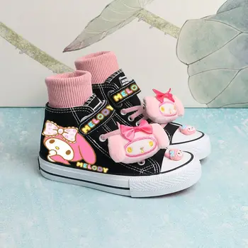 Кавайная Милая Детская обувь Sanrio Mymelody Kuromi, Парусиновая Обувь, Маленькие Белые Туфли, Повседневные Универсальные Детские Рождественские Подарки