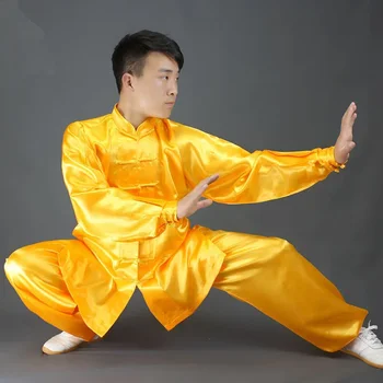 Китайская традиционная форма для тайцзицюань Кунг-фу, детские и взрослые атласные танцевальные костюмы для выступлений, костюм для утренней гимнастики ушу