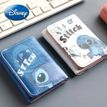 Кожаные кошельки Disney Stitch с рисунком из мультфильма аниме, студенческий кошелек для монет, многофункциональный складной держатель для карт, PU Денежный мешок, Подарок на День рождения