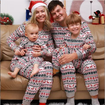 Комплект домашней одежды для родителей и детей, пижамы, Рождественские Новые свитера 0
