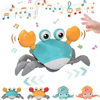 Краб Осьминог Индукционный Побег Ползающая Игрушка Детские Электронные Домашние животные Музыкальные Игрушки Обучающие Движущиеся Игрушки для малышей Детский подарок 0