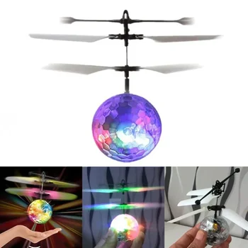 Красочный мини-дрон Светящийся радиоуправляемый летающий шар Вертолет Легкий Хрустальный шар Индукционный Дрон Квадрокоптер Самолет Детские сенсорные игрушки 0