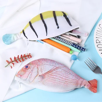 Креативная сумка для карандашей, имитирующая рыбу, пенал для карандашей, школьные принадлежности, пенал на молнии, Канцелярские принадлежности, сумка для карандашей, кабинет, Офисное хранилище