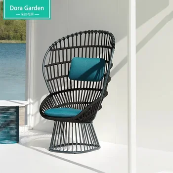 Креативное ротанговое кресло на открытом воздухе, диван, балкон для отдыха, одноместное кресло во внутреннем дворе, модельный номер для отдыха, кровать и завтрак, мебель из ротанга